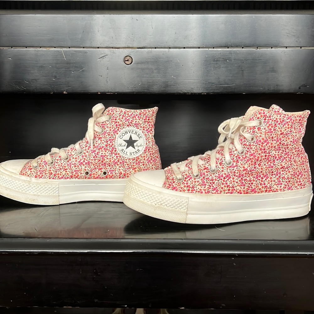 Converse Pink and White Floral High-Tops